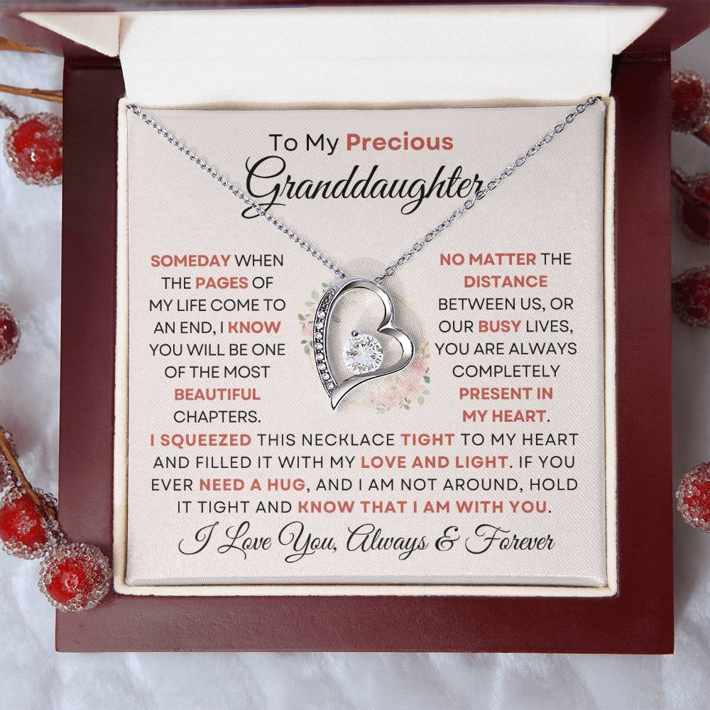 To My Precious Granddaughter - Forever Love Heart Necklace