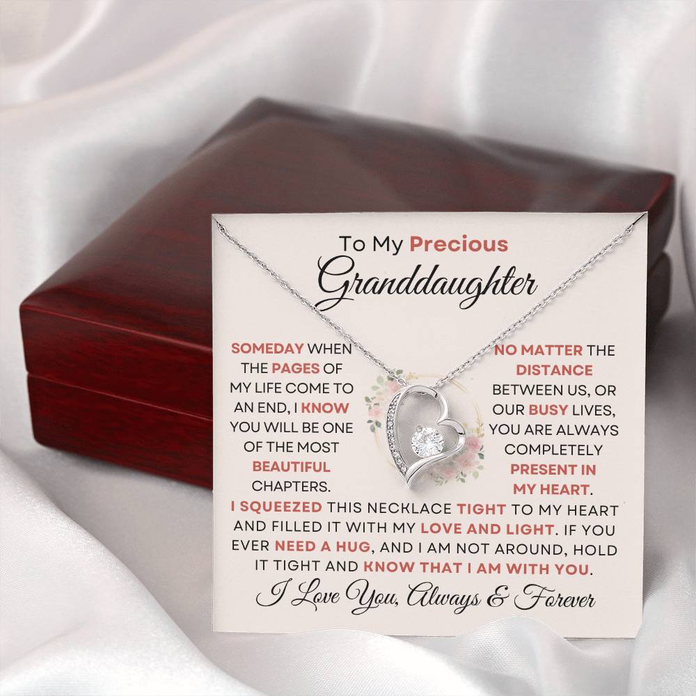 To My Precious Granddaughter - Forever Love Heart Necklace