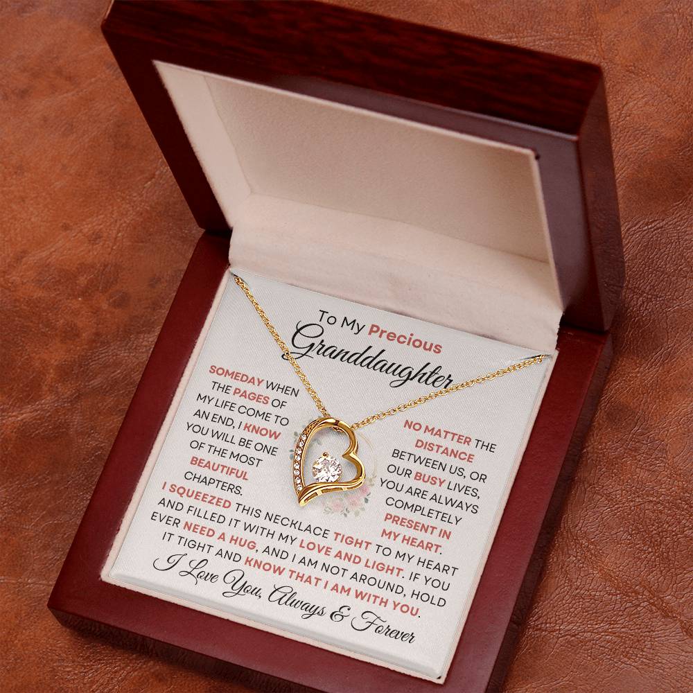 To My Precious Granddaughter - Forever Love Heart Necklace
