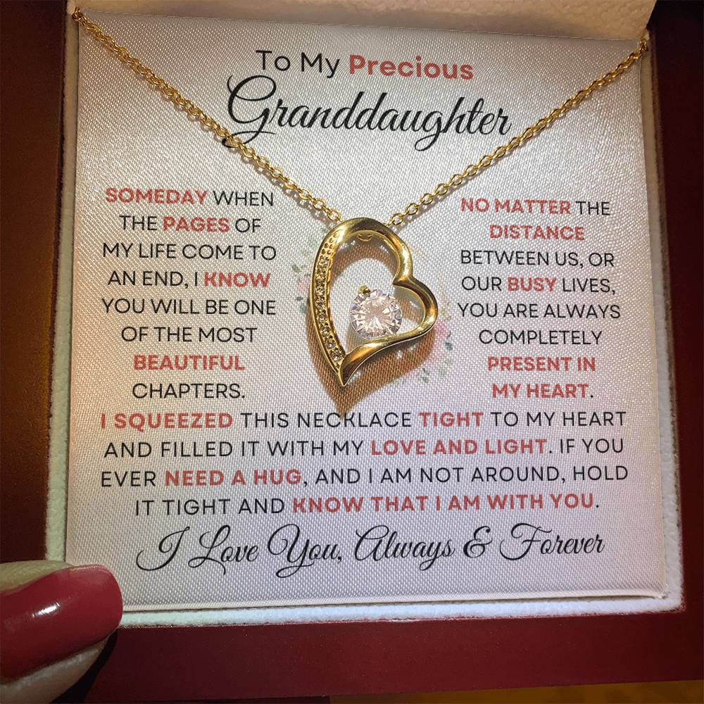 To My Precious Granddaughter - Forever Love Heart Necklace