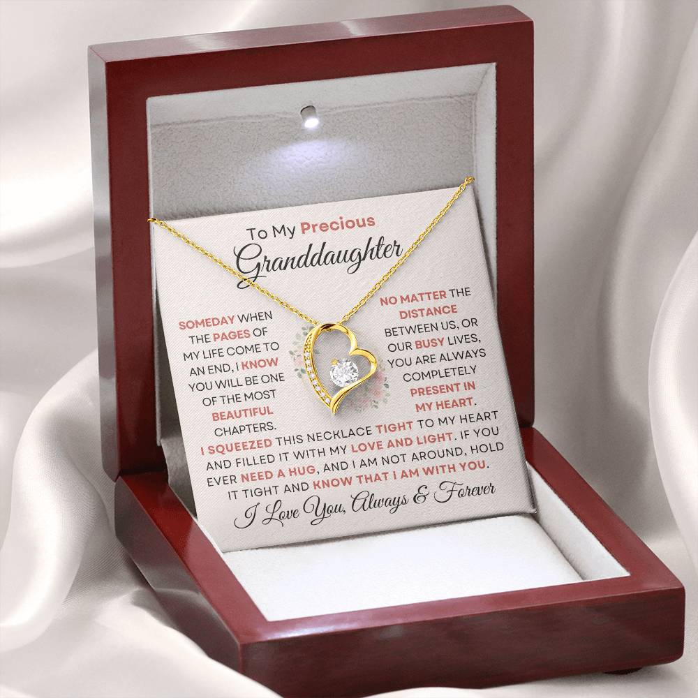 To My Precious Granddaughter - Forever Love Heart Necklace