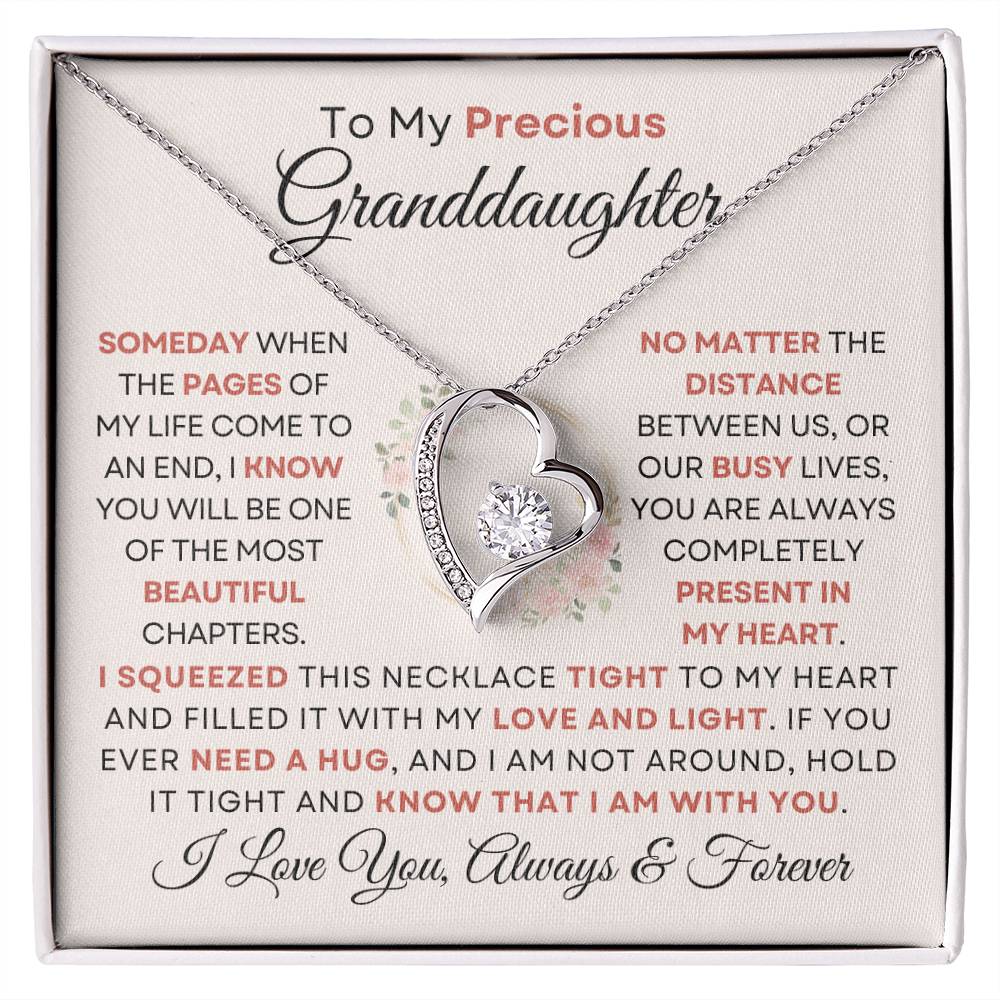 To My Precious Granddaughter - Forever Love Heart Necklace
