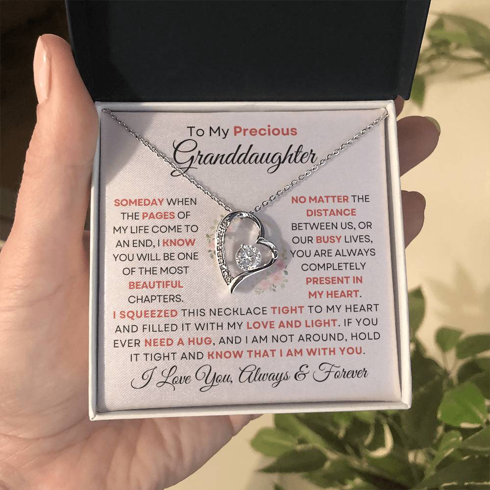 To My Precious Granddaughter - Forever Love Heart Necklace