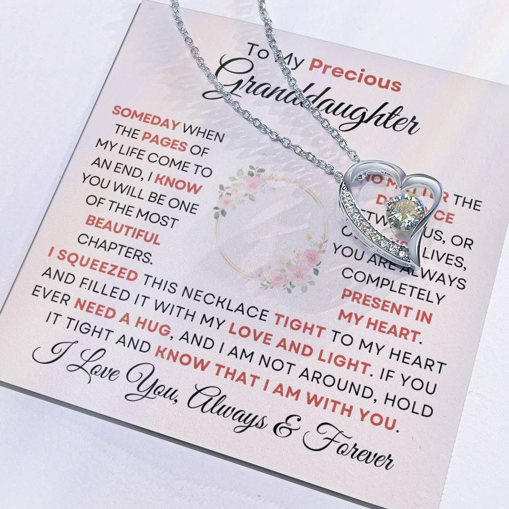 To My Precious Granddaughter - Forever Love Heart Necklace
