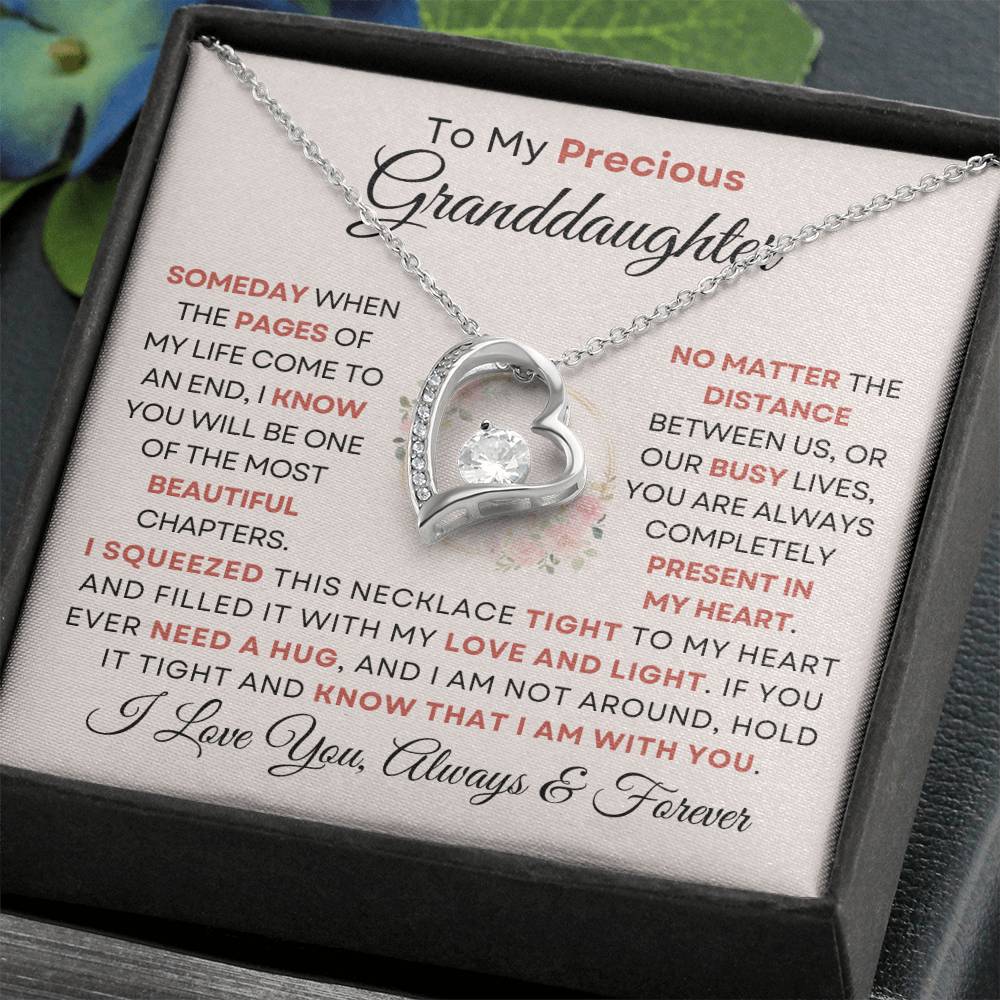 To My Precious Granddaughter - Forever Love Heart Necklace