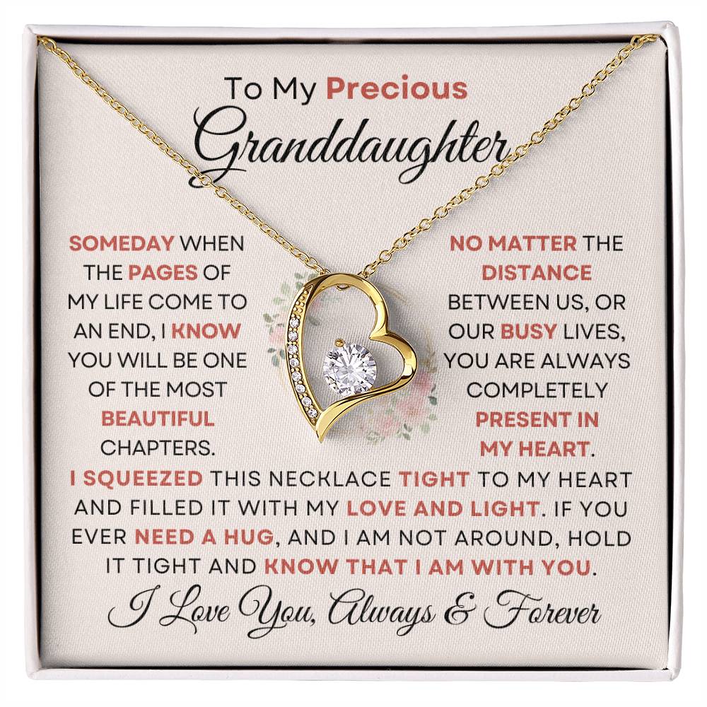 To My Precious Granddaughter - Forever Love Heart Necklace