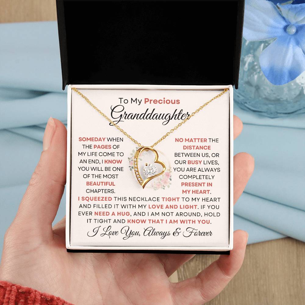 To My Precious Granddaughter - Forever Love Heart Necklace