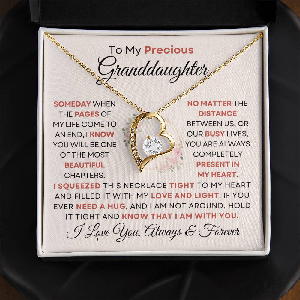To My Precious Granddaughter - Forever Love Heart Necklace