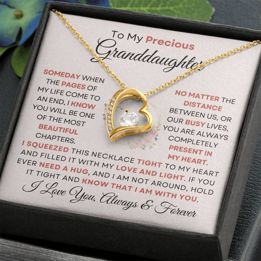 To My Precious Granddaughter - Forever Love Heart Necklace