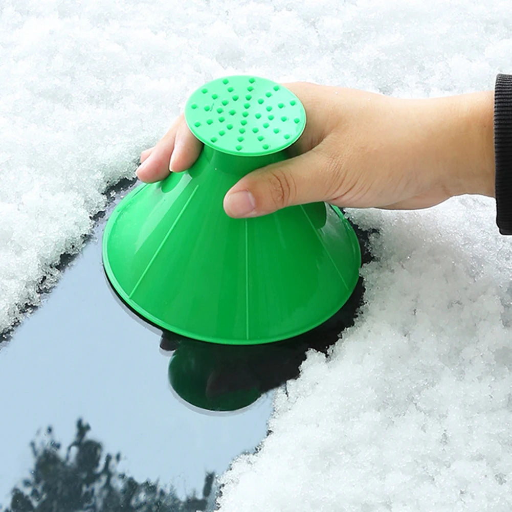 Snow Scraper,windshield Scraper Magical Car Ice Scraper Auto Ice Scraper,  Round Snow 2 In 1 Of A Funnel Oil Round Snow Cleaning Brush